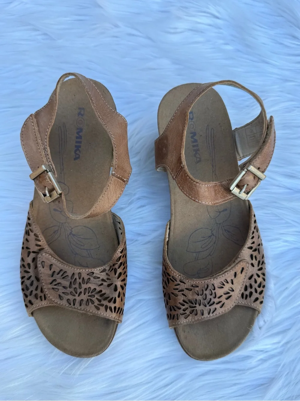 Romika Nevis 05 Wedge Sandals Size 37 EU / Size 6 US - Size 6.5 US Tan Leather